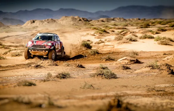 Red, Mini, Sport, Desert, Race, Rally, SUV, Rally