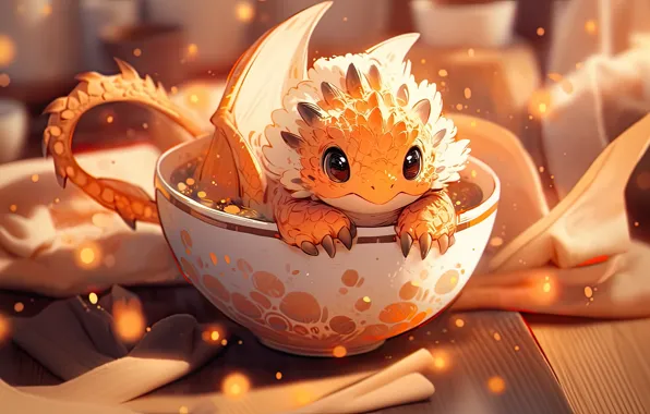 Look, light, pose, lights, table, dragon, eyes, red