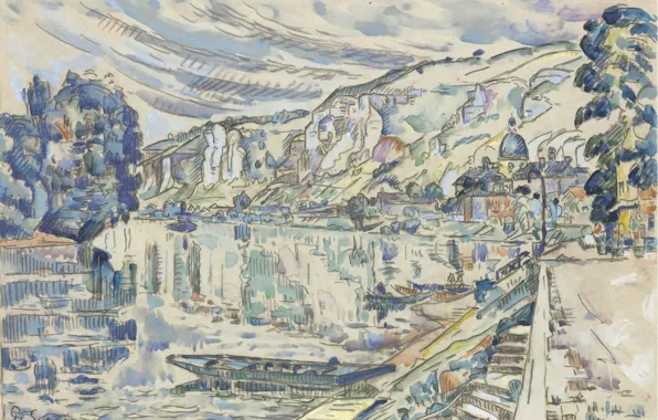 Boat, figure, watercolor, 1923, Paul Signac, Les Andelys, Paul Signac