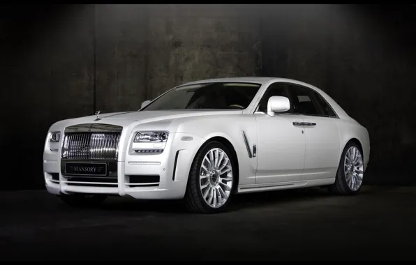 Picture car, white, mansory, ghost, Royce, Rolls