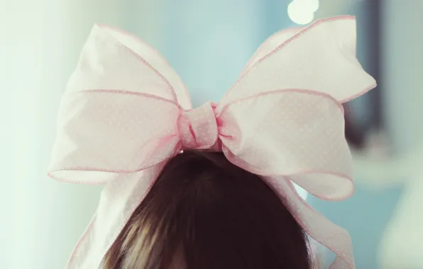 Picture girl, background, pink, Wallpaper, mood, brunette, bow, bow