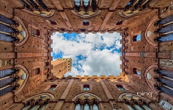 Picture the sky, clouds, the city, tower, Italy, architecture, Tuscany, Siena