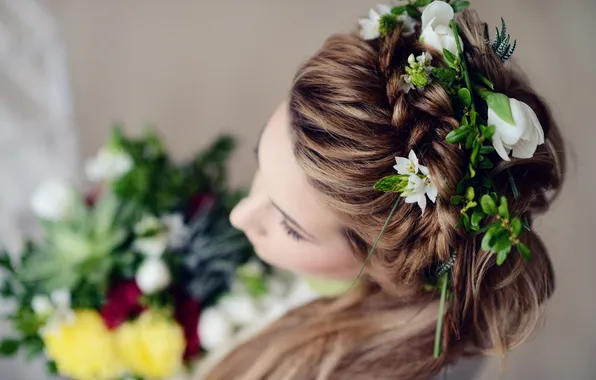 Girl, flowers, bouquet, focus, view, phographer, Yana, Galina Tcivina