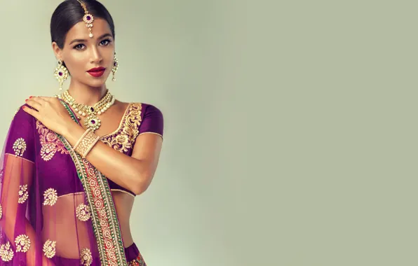 Look, decoration, style, background, portrait, makeup, brunette, hairstyle