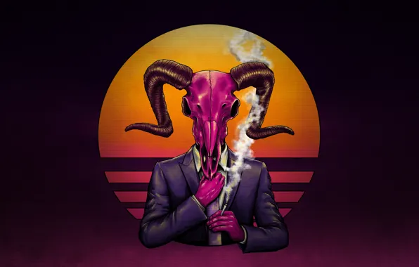 Music, Style, Costume, Background, Horns, Style, Illustration, The devil