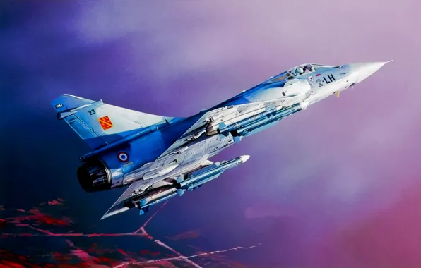 Picture war, art, painting, aviation, jet, Dassault-Breguet Mirage 2000