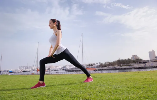 Workout, fitness, elongation, outdoor physical activity