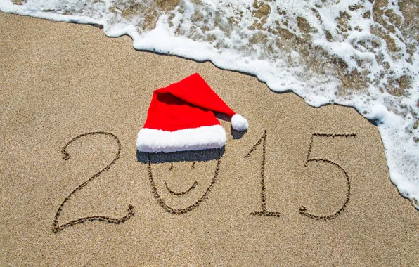 Sand, sea, beach, beach, sea, sand, New Year, Happy