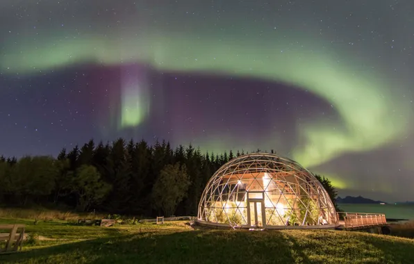 Stars, night, Northern lights, night, stars, exterior, northern lights, NORWAY