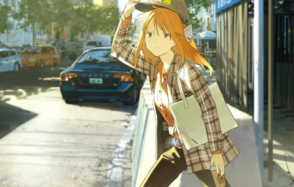 Picture auto, girl, the city, loundraw