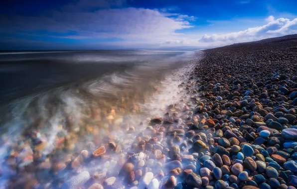Sea, stones, shore, Scotland, United Kingdom, Spey Bay