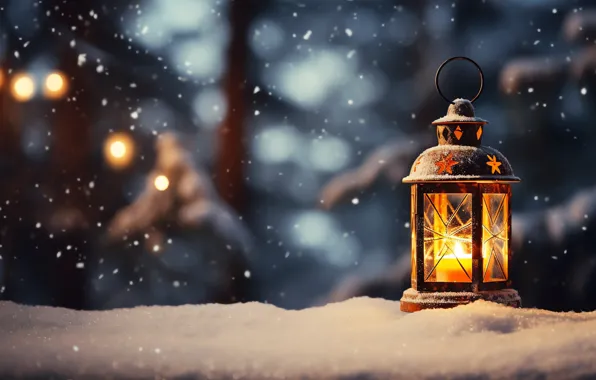 Winter, light, snow, night, nature, candle, Christmas, flashlight