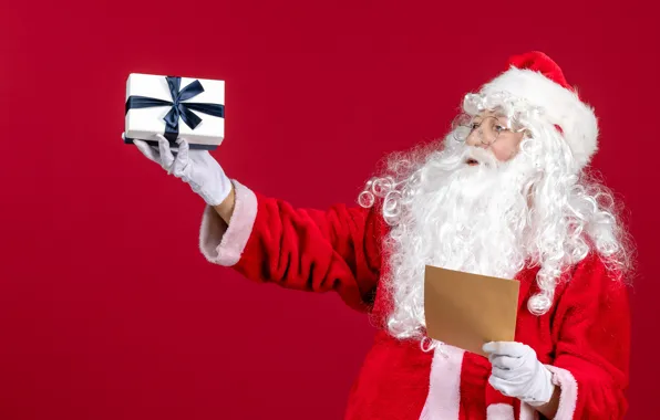 Pose, box, gift, hands, glasses, Christmas, New year, gloves