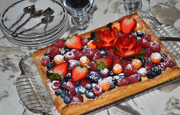 Berries, raspberry, strawberry, pie, dessert, physalis, BlackBerry, blueberries