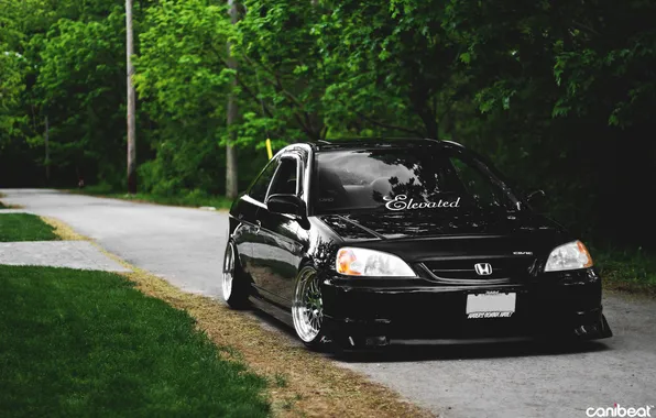 Honda, black, Honda, tuning, Civic, canibeat, Rickyy Bobby’s, EM2