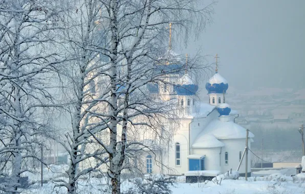 Picture winter, snow, Church