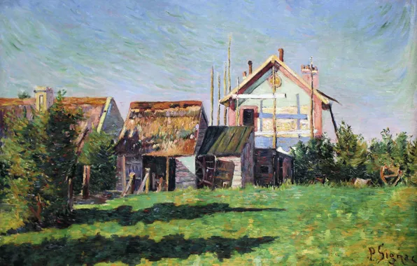 Landscape, home, picture, meadow, Paul Signac, Port-EN-Bessin. Wales