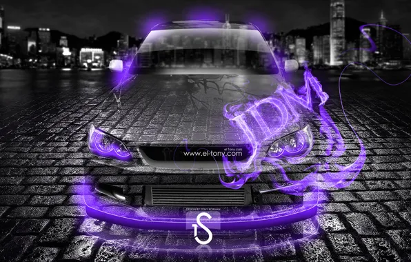 Night, The city, Fire, City, Flame, Toyota, Fire, Purple