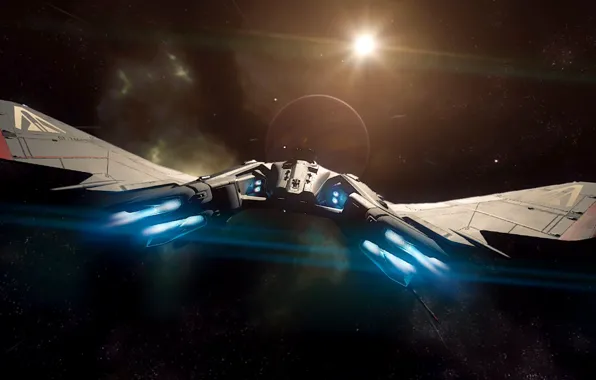 Picture space, flight, Vanguard, starship, Star Citizen