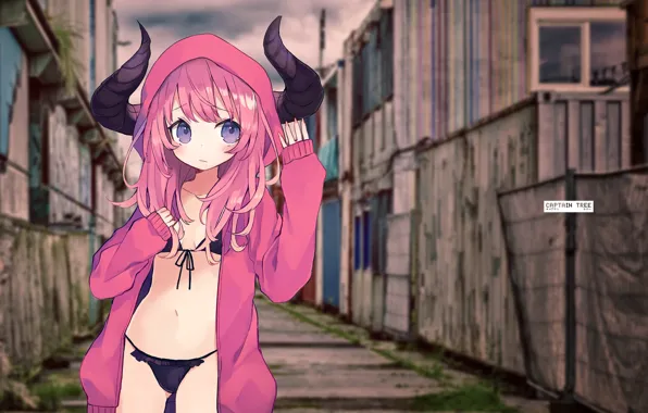 Swimsuit, girl, street, the demon, retouching, by Captain-Tree
