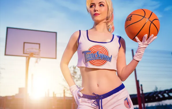 Picture smile, the ball, basketball, cosplay, Lola Bunny, charming blonde