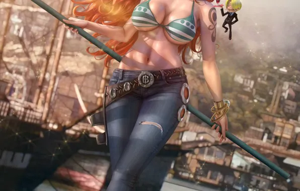 Girl, bra, cleavage, One Piece, boobs, breast, anime, tattoo