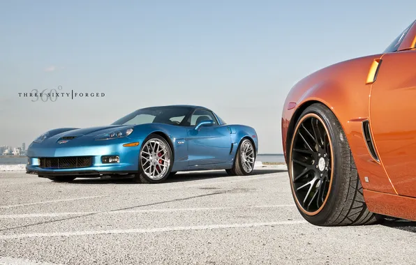 Picture orange, blue, Z06, Corvette, Chevrolet, Chevrolet, blue, Corvette