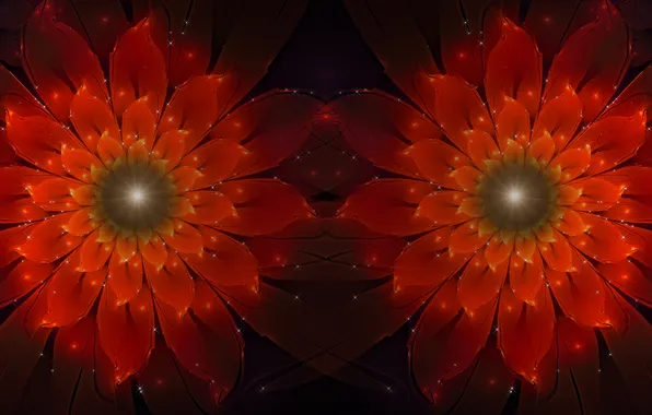 Picture flowers, red, fractal