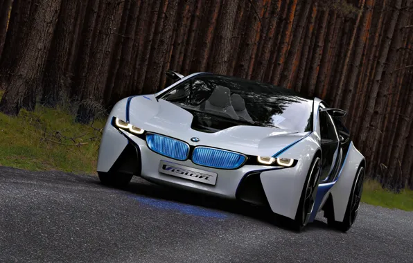 Picture forest, asphalt, BMW, car