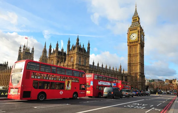City, street, London, bus, street, London, England, Big Ben
