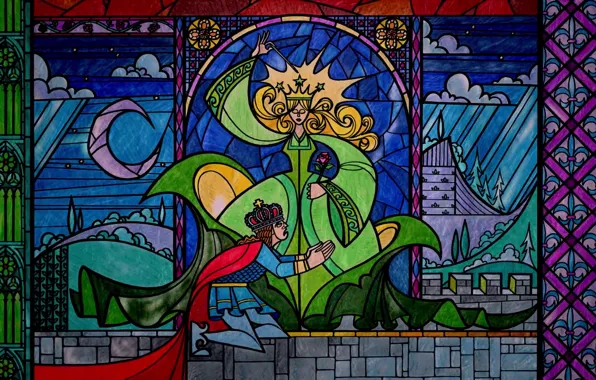 Picture magic, tale, stained glass, Prince, Disney, sorceress, punishment, plea
