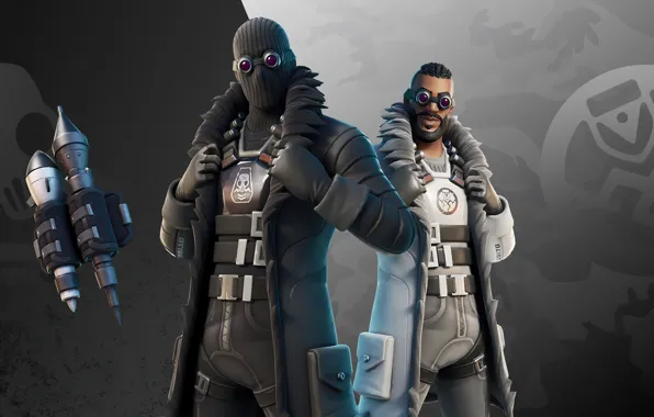 Weapons, mask, glasses, guys, two, Fortnite