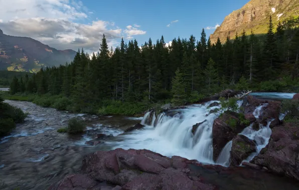 Picture waterfall, Montana, USA, Glacier National Park, Montana
