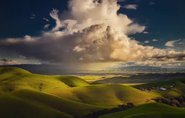 The sky, clouds, landscape, valley, Green, Landscape, Valley, green valley