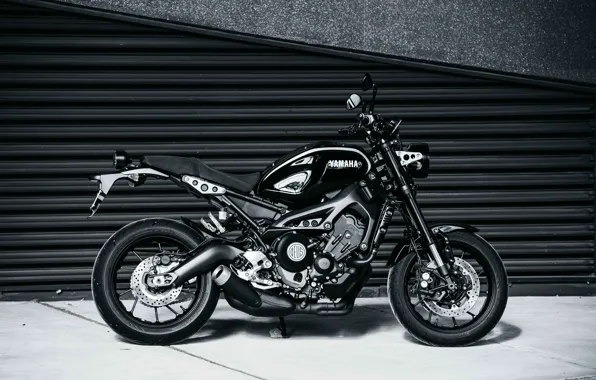 Motorcycle, is, Yamaha, black, moto, Yamaha XSR900, city bike