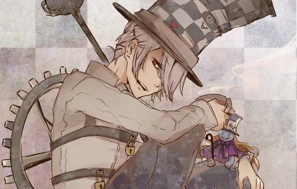 Picture hat, anime, art, guy, pandora hearts