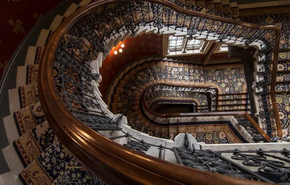 Spiral, staircase, stair, handrail