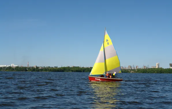 Children, lake, Yacht, RUMB