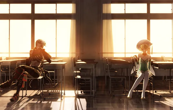 Girl, anime, art, class, guy, two, hack//SIGN, party