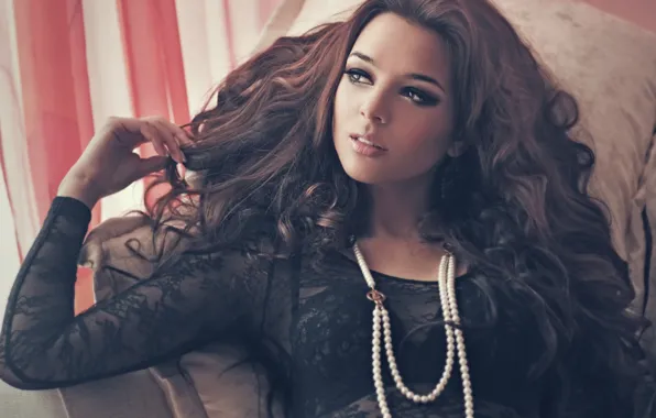 Chest, girl, drops, sexy, pose, model, hair, the situation