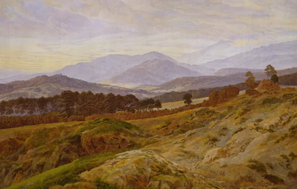 Landscape, nature, picture, Caspar David Friedrich, The mountains in Riesengebirge