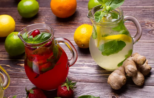 Lemon, strawberry, lime, juice, lemon, mint, lemonade, lime