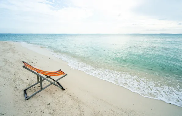 Sand, sea, wave, beach, summer, the sky, chaise, summer