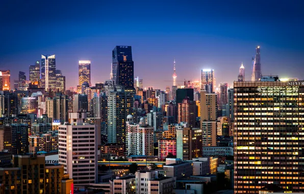 Picture China, building, panorama, China, Shanghai, Shanghai, night city, skyscrapers