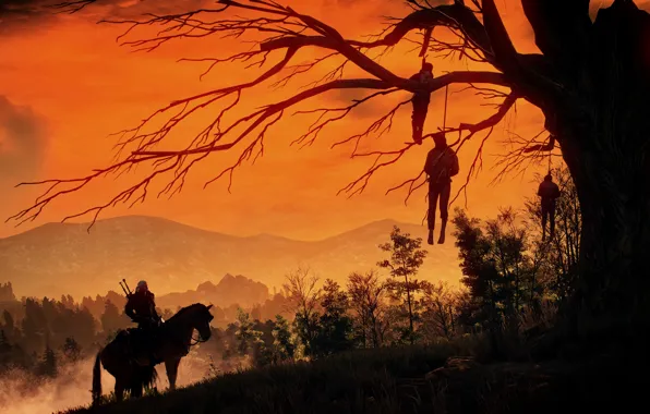 Picture tree, The Witcher, gallows, The Witcher 3:Wild Hunt