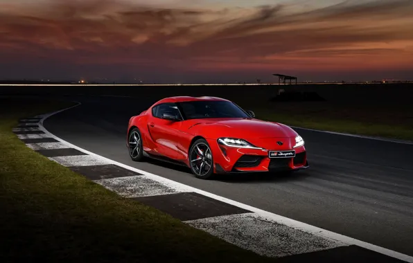Picture red, coupe, track, the evening, Toyota, Supra, the fifth generation, mk5