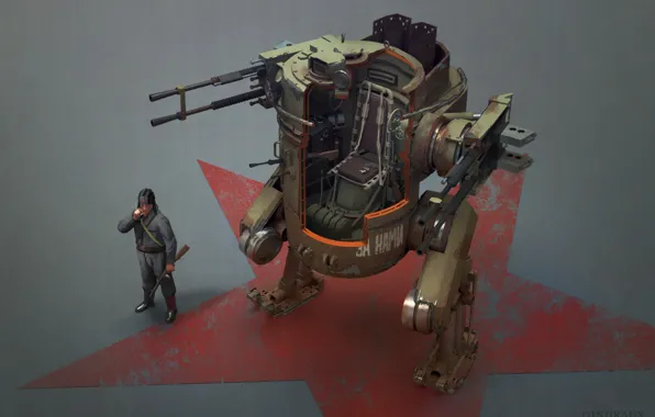 Machine, star, robot, military, Russian Mech