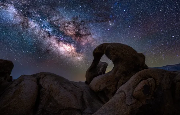 Stars, night, stones, rocks, The milky way