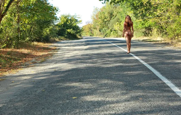 Picture road, girl, nature