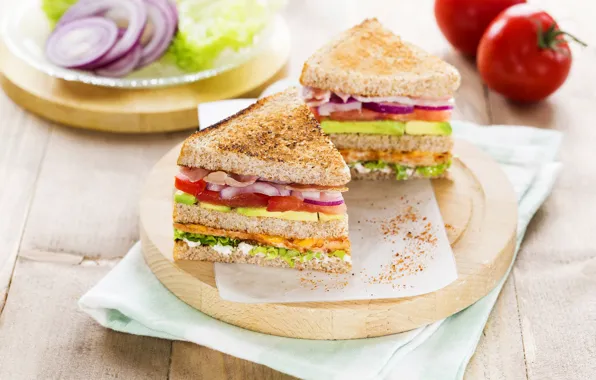 Cheese, bow, Board, vegetables, tomatoes, sandwiches